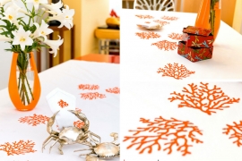 Table cloth - coral embroidery